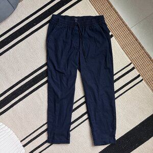 Size 8 - J Crew Linen-Cotton Blend Drawstring Pant - Navy Blue